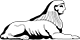 NPL logo: a black and white line drawing of a sphinx in repose, facing right